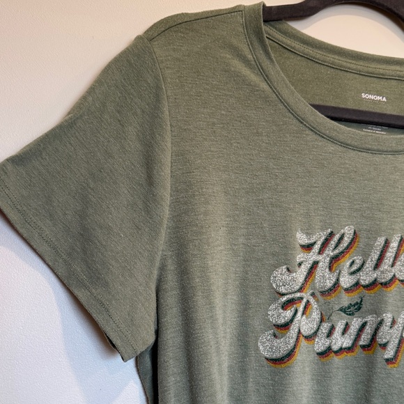 Sonoma Maternity Olive 'Hello Pumpkin' Short Sleeve Tee Size XL - Picture 5 of 6